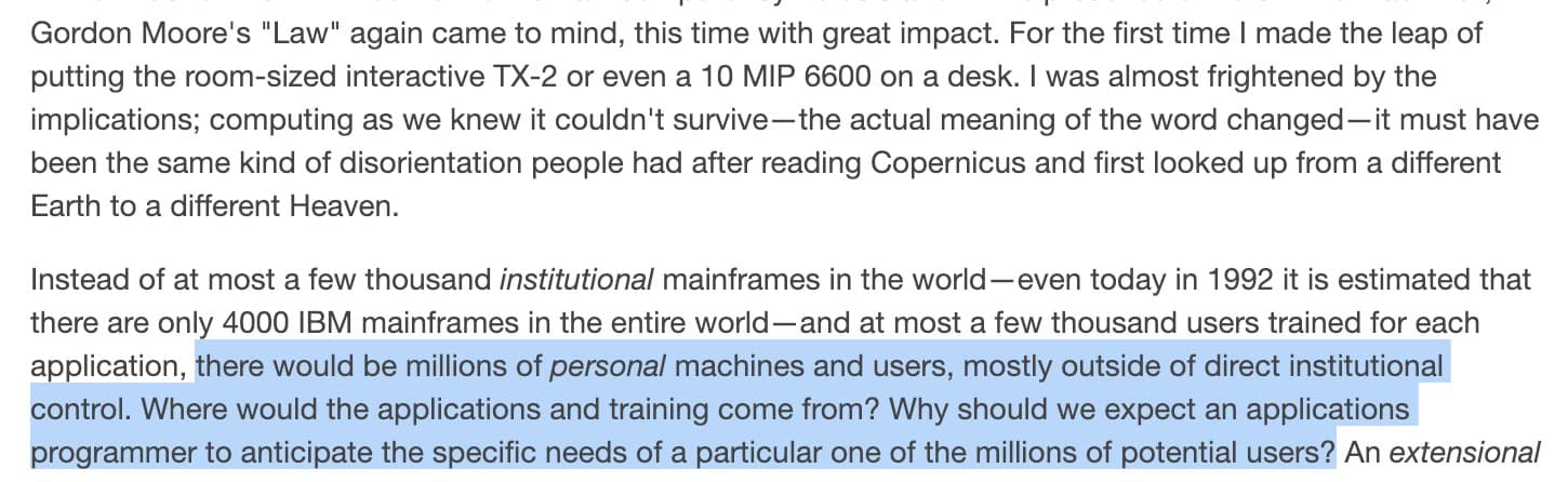 @rsnous: "Alan Kay in 1967, predicting the world where PCs and smartphones are everywhere" Image from Twitter.