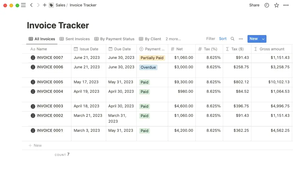 Use formulas to run calculations on sums of money, like for an invoice tracker.