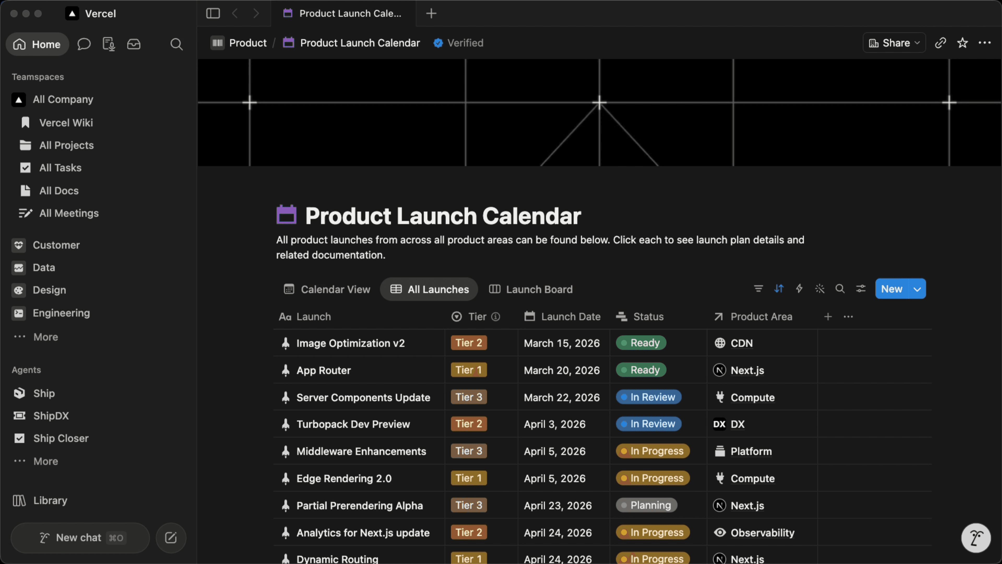 Vercel's Product Launch Calendar