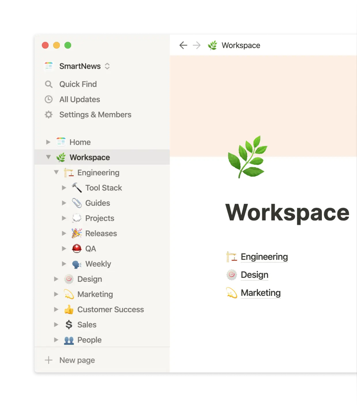 Every department, team, and process has its place with Notion's infinite hierarchy of pages.