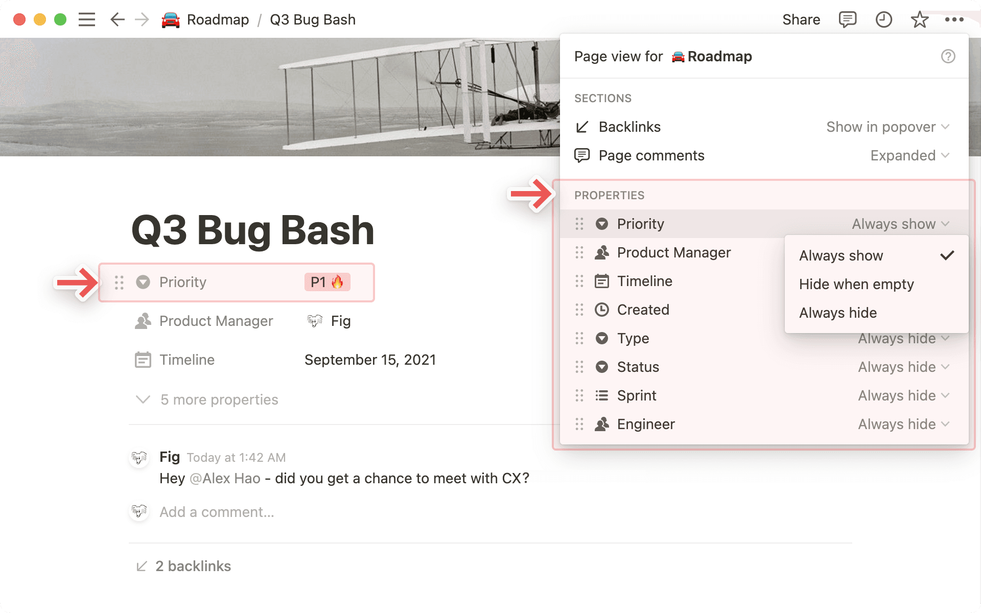 Customize database properties