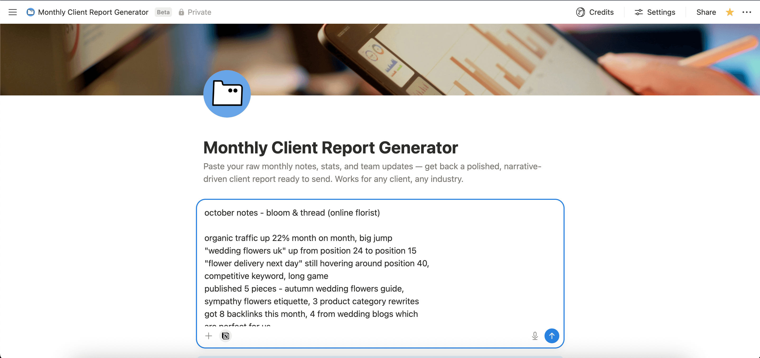 Monthly Client Report Generator