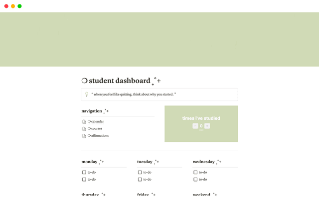 student dashboard