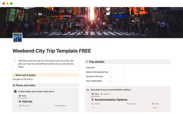 Weekend City Trip Template